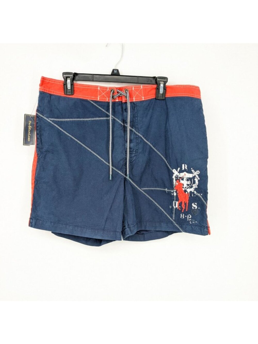 Y2K Polo Ralph Lauren Swim Trunks Nautical Sailor‎ Colorblock Mesh Lined XLarge